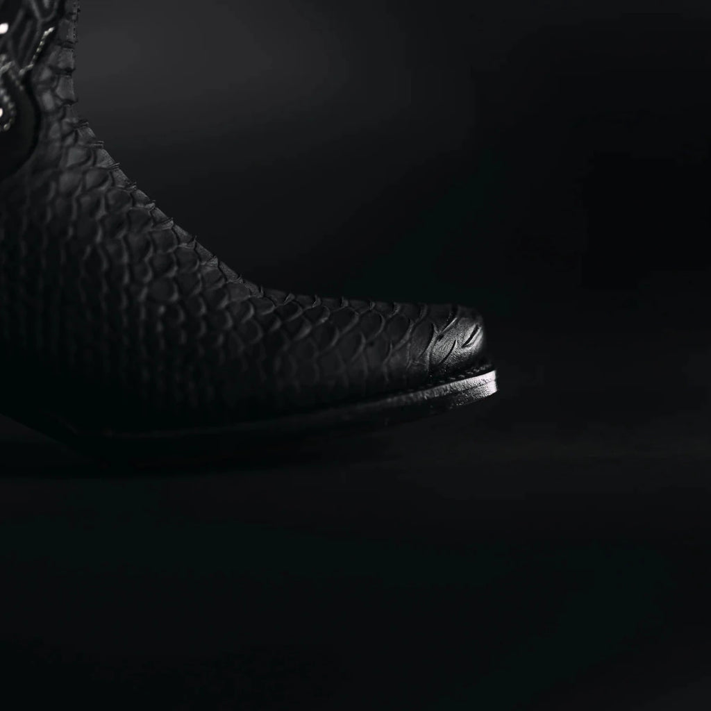Rodeo Cartie Women´s Black Window Phyton Tribute Snip Toe Boots–Midnight - OriginalWestern.com