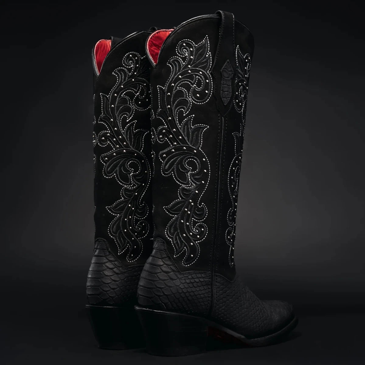 Rodeo Cartie Women´s Black Window Phyton Tribute Snip Toe Boots–Midnight - OriginalWestern.com