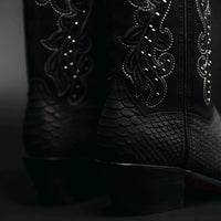 Rodeo Cartie Women´s Black Window Phyton Tribute Snip Toe Boots–Midnight - OriginalWestern.com