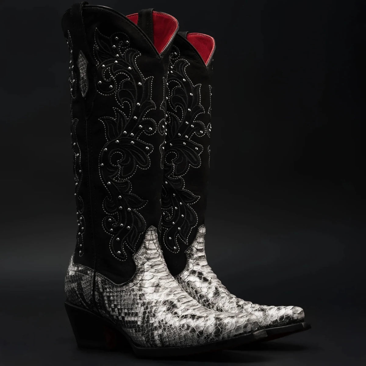 Rodeo Cartie Women´s Black Window Phyton Tribute Snip Toe Boots–Natural - OriginalWestern.com