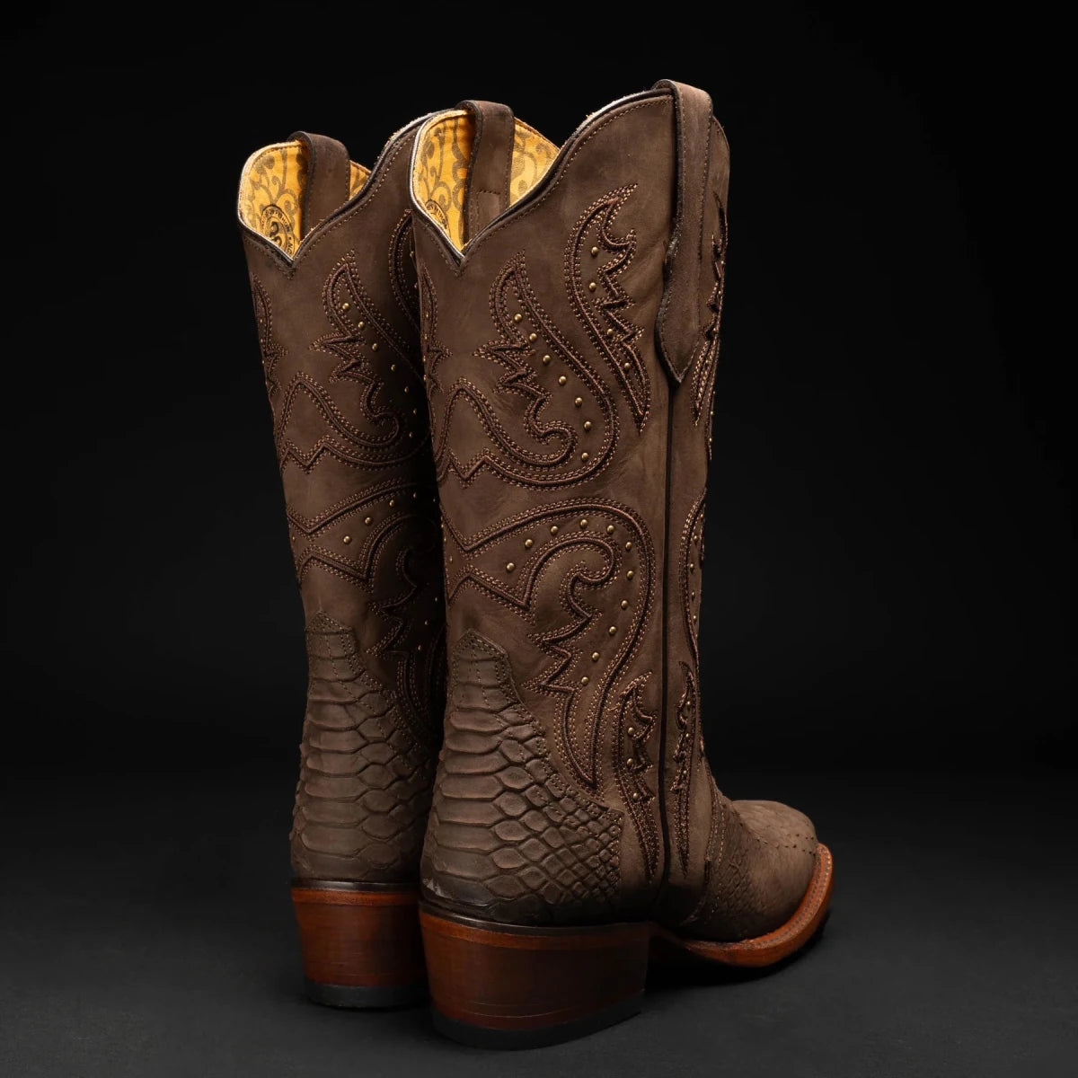 Rodeo Cartie Women´s Brown Mamba Phyton Tribute Square Toe Boot–Brown - OriginalWestern.com
