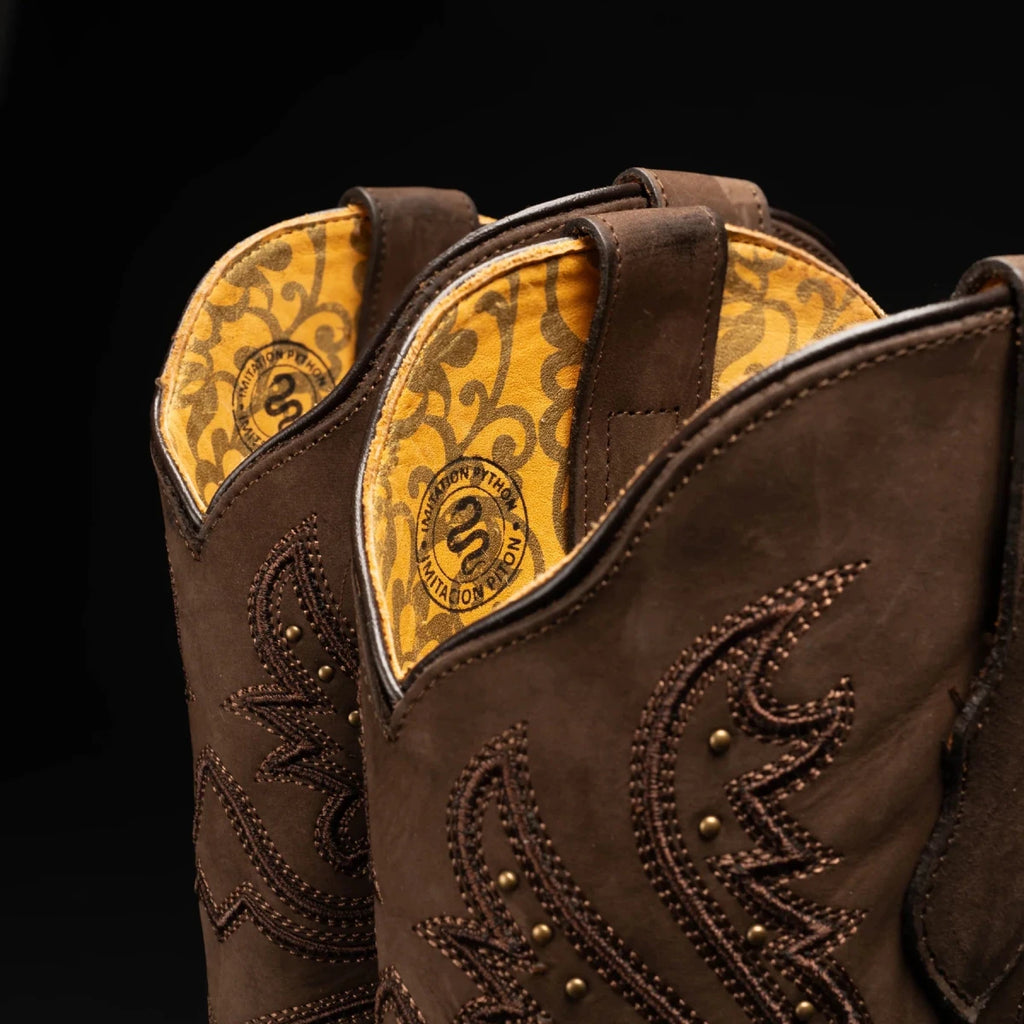 Rodeo Cartie Women´s Brown Mamba Phyton Tribute Square Toe Boot–Brown - OriginalWestern.com