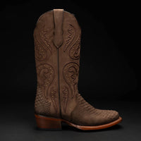 Rodeo Cartie Women´s Brown Mamba Phyton Tribute Square Toe Boot–Brown - OriginalWestern.com