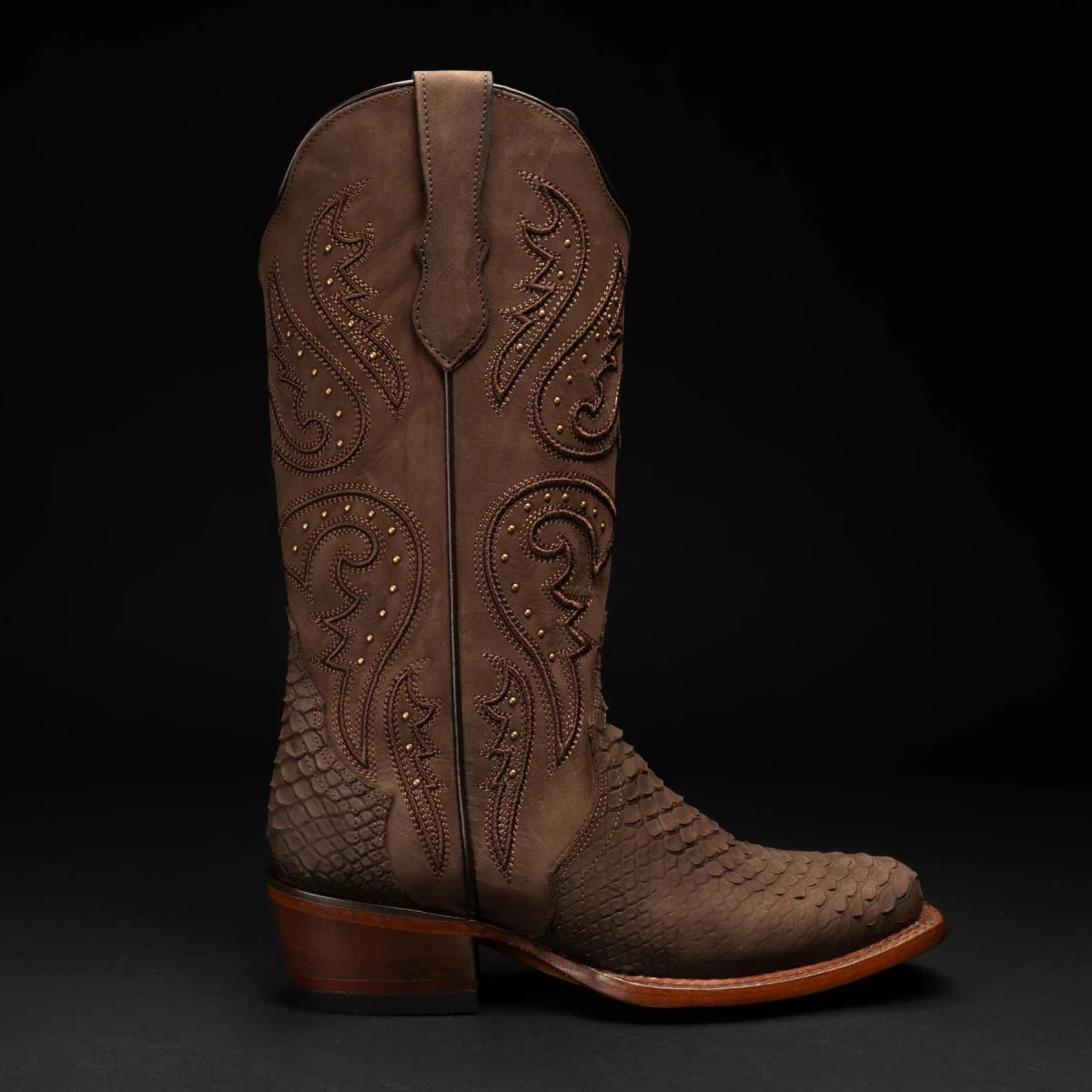 Rodeo Cartie Women´s Brown Mamba Phyton Tribute Square Toe Boot–Brown - OriginalWestern.com