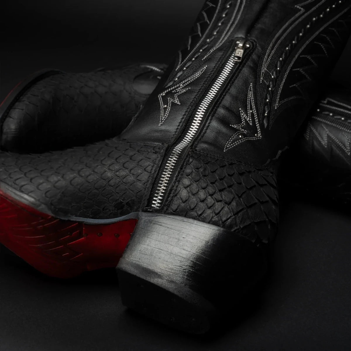 Rodeo Cartie Women´s Savage Belle Phyton Tribute Snip Toe Boot–Black - OriginalWestern.com