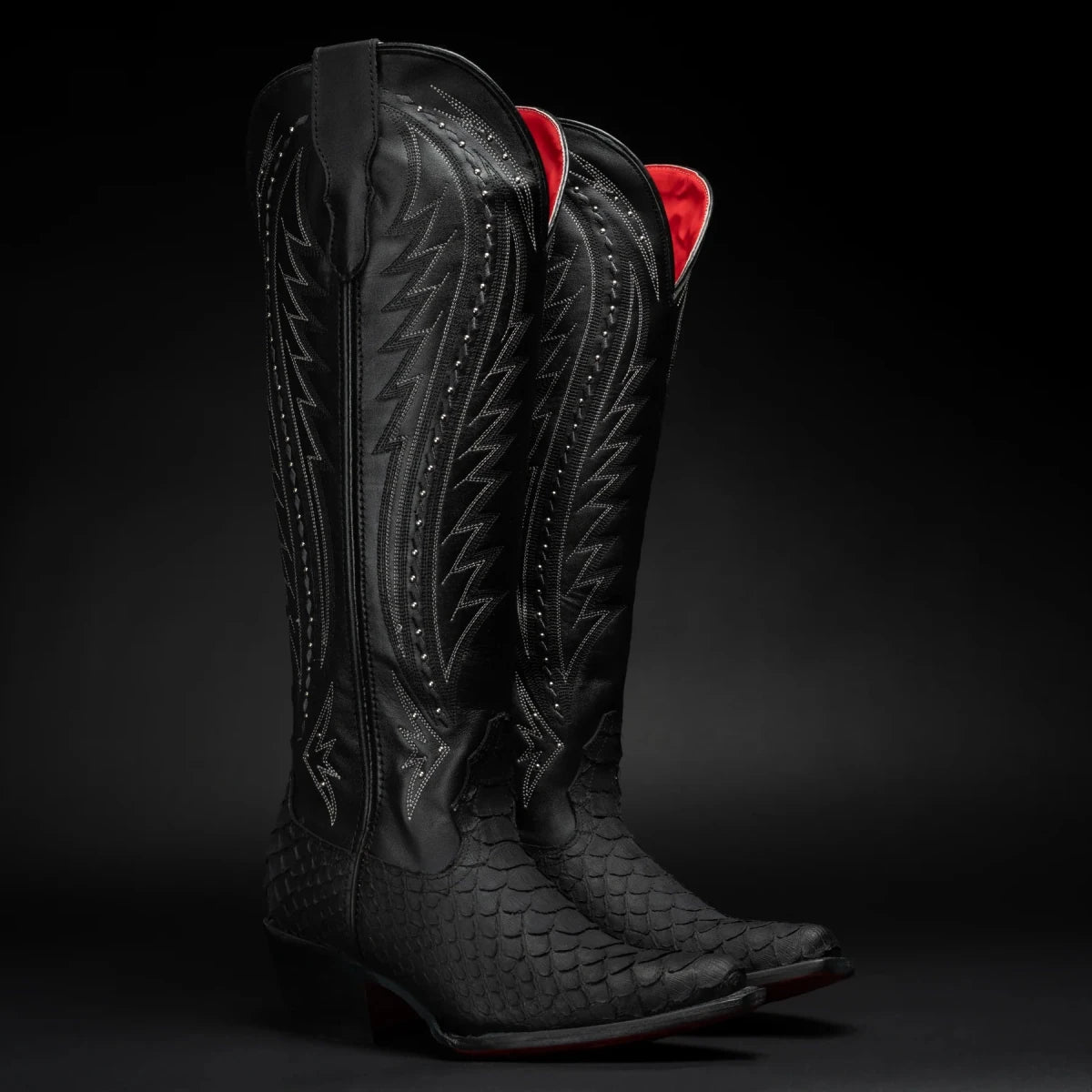 Rodeo Cartie Women´s Savage Belle Phyton Tribute Snip Toe Boot–Black - OriginalWestern.com