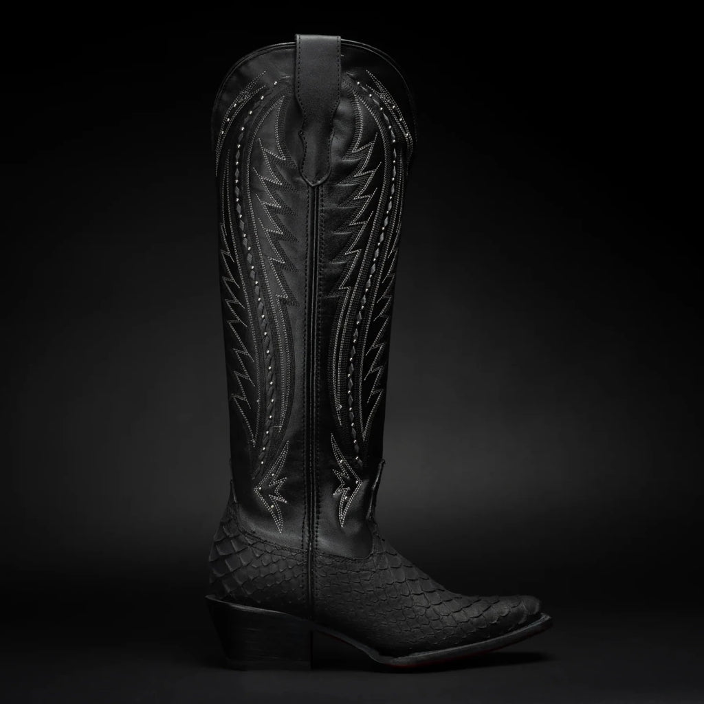 Rodeo Cartie Women´s Savage Belle Phyton Tribute Snip Toe Boot–Black - OriginalWestern.com