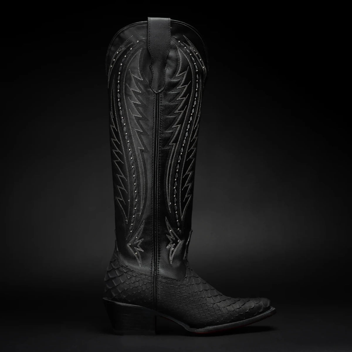 Rodeo Cartie Women´s Savage Belle Phyton Tribute Snip Toe Boot–Black - OriginalWestern.com