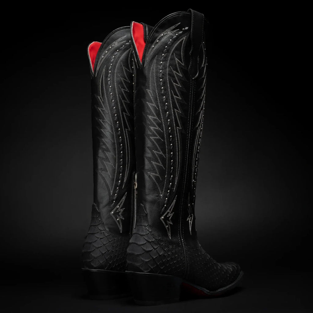 Rodeo Cartie Women´s Savage Belle Phyton Tribute Snip Toe Boot–Black - OriginalWestern.com