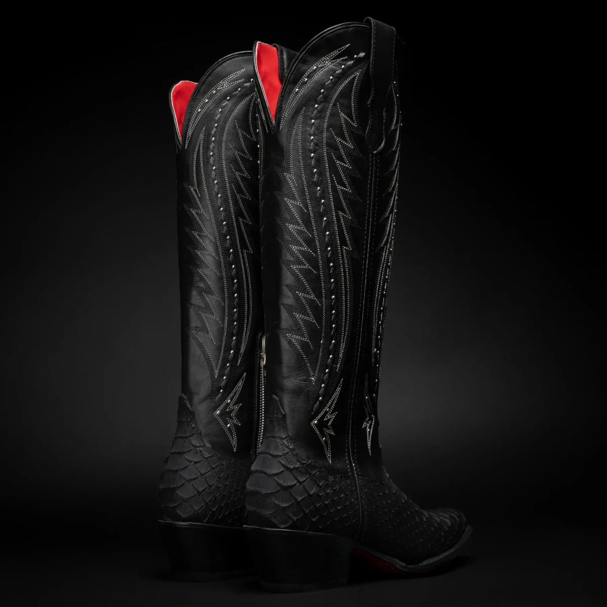 Rodeo Cartie Women´s Savage Belle Phyton Tribute Snip Toe Boot–Black - OriginalWestern.com