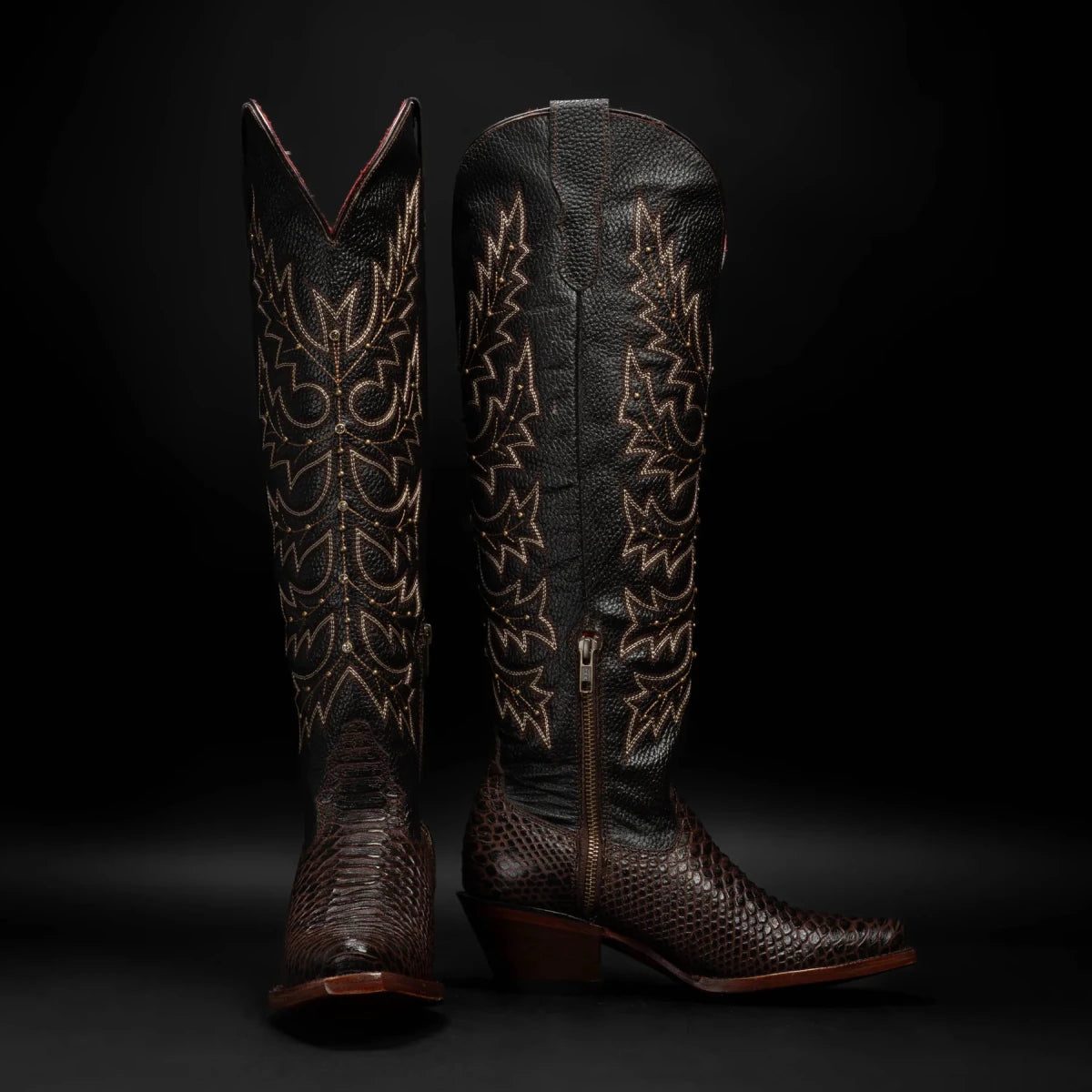 Rodeo Cartie Women´s Savage Belle Phyton Tribute Snip Toe Boot–Brown - OriginalWestern.com