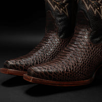 Rodeo Cartie Women´s Savage Belle Phyton Tribute Snip Toe Boot–Brown - OriginalWestern.com