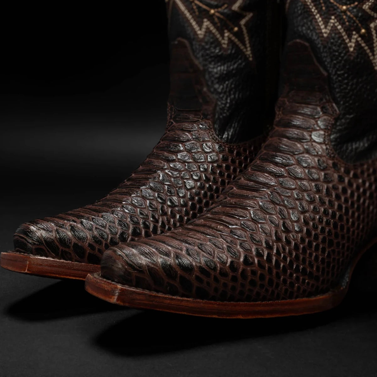 Rodeo Cartie Women´s Savage Belle Phyton Tribute Snip Toe Boot–Brown - OriginalWestern.com