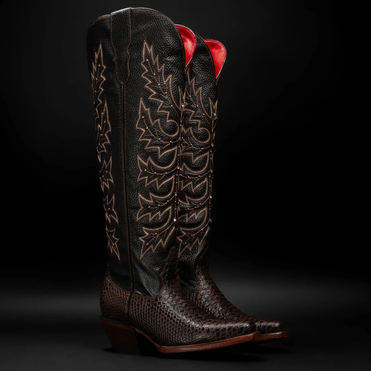 Rodeo Cartie Women´s Savage Belle Phyton Tribute Snip Toe Boot–Brown - OriginalWestern.com