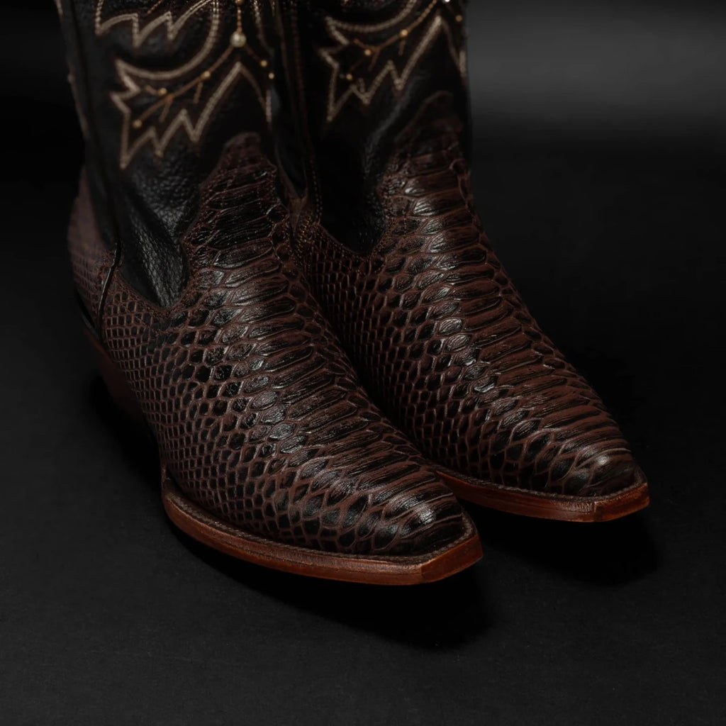 Rodeo Cartie Women´s Savage Belle Phyton Tribute Snip Toe Boot–Brown - OriginalWestern.com