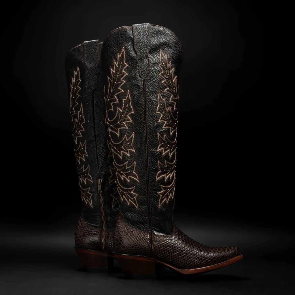 Rodeo Cartie Women´s Savage Belle Phyton Tribute Snip Toe Boot–Brown - OriginalWestern.com
