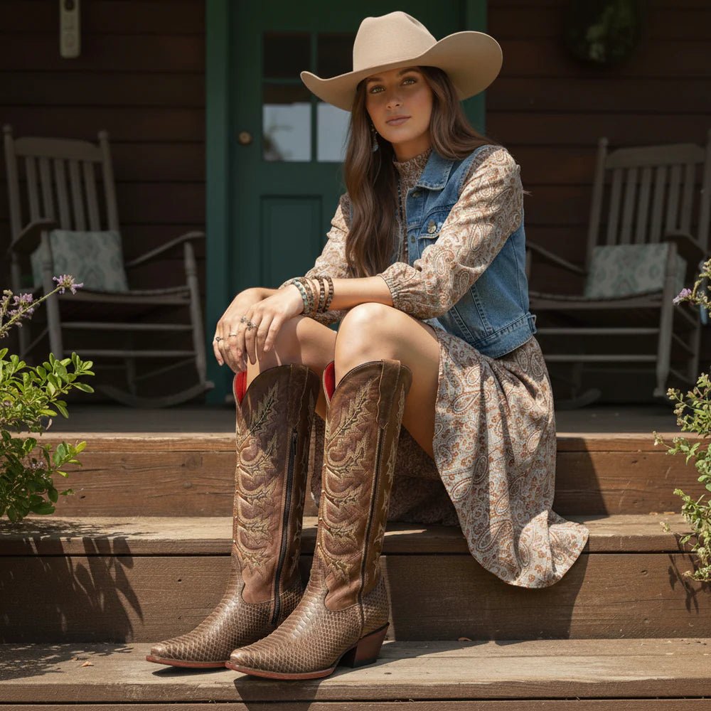 Rodeo Cartie Women´s Savage Belle Phyton Tribute Snip Toe Boot–Oryx - OriginalWestern.com