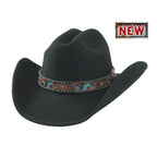 Bulhide ON PURPOSE 8006 Black Premiun Wool Cowboy Hat 3 7/8" Brim Fashin Felt