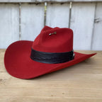 Stone Hats 100X Western Cowboy Felt Hat Tempo Style for Men"s and Women"s-Red