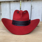 Stone Hats 100X Western Cowboy Felt Hat Tempo Style for Men"s and Women"s-Red