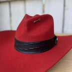 Stone Hats 100X Western Cowboy Felt Hat Tempo Style for Men"s and Women"s-Red