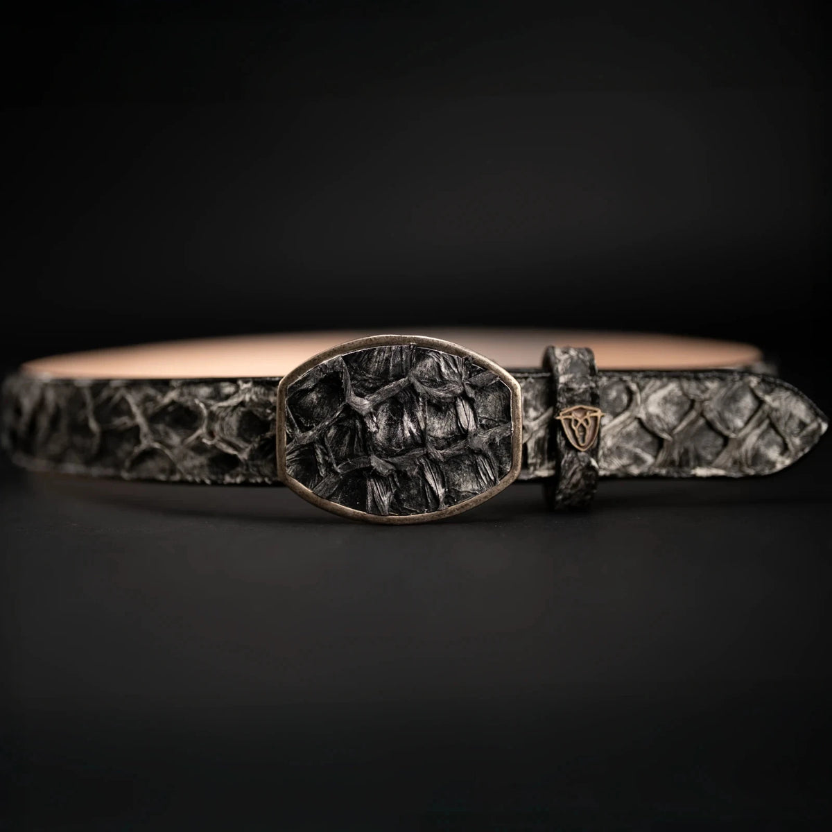 Genuine Pirarucu Monster Fish Skin Western Belt with Removable Buckle - Rustic