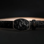 Genuine Pirarucu Monster Fish Skin Western Belt with Removable Buckle - Black