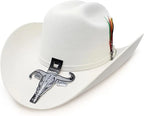 Texana Original Cuernos Chuecos 6X Joan Sebastian Style con Plumas White