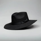 Fedora 50X Indiana Style (50% Wool 50% Buffalo Fur) Fur Felt Hat-Black