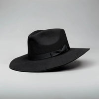 Fedora 50X Indiana Style (50% Wool 50% Buffalo Fur) Fur Felt Hat-Black