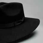 Fedora 50X Indiana Style (50% Wool 50% Buffalo Fur) Fur Felt Hat-Black