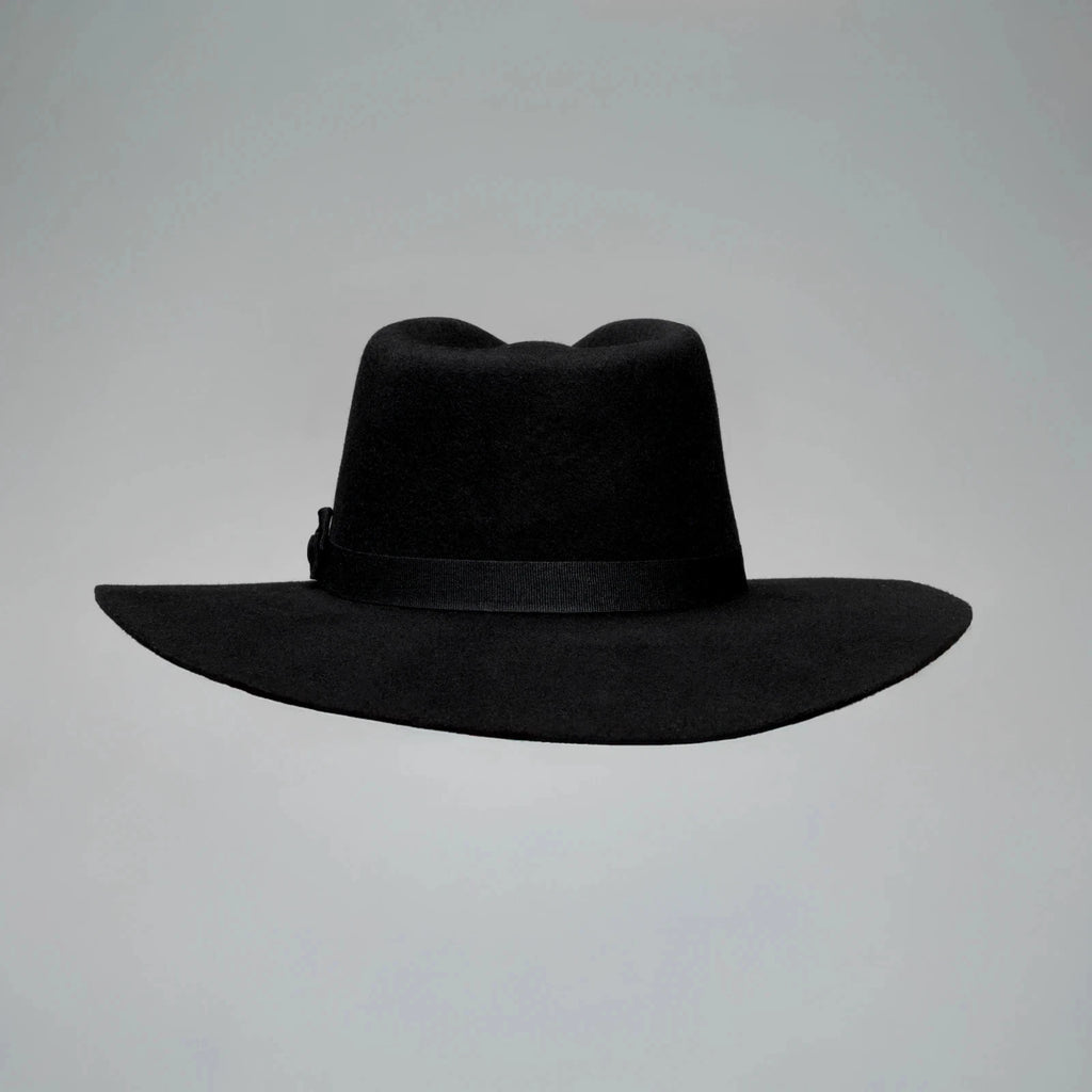 Fedora 50X Indiana Style (50% Wool 50% Buffalo Fur) Fur Felt Hat-Black