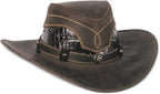 Genuine Leather Cowboy Western Hat for Men and Woman with Caiman Skin-Brown