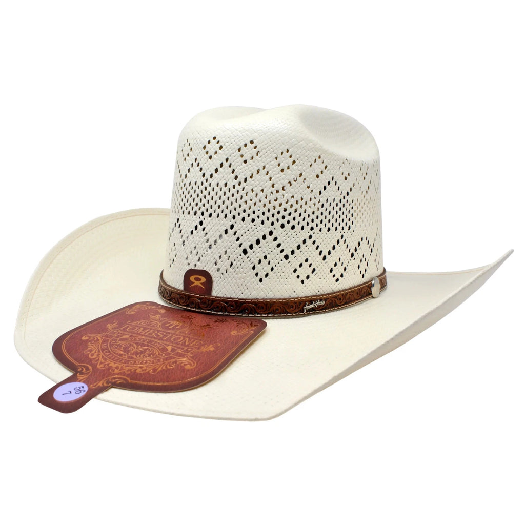 Tombstone 100X Ranger Diamond Minnick Style Western Cowboy Shantung Straw Hat