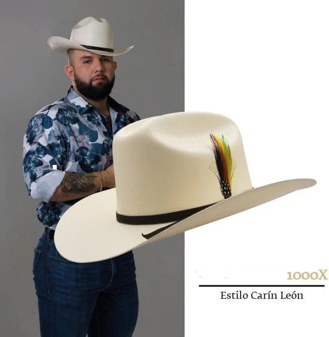 Men's Tombstone 1000X Carin Leon Style Western Cowboy Straw Hat