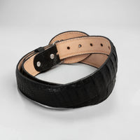 Genuine Exotic Caiman Alligator Crocodile Skin Cowboy Belt with Removable Buckle - Black