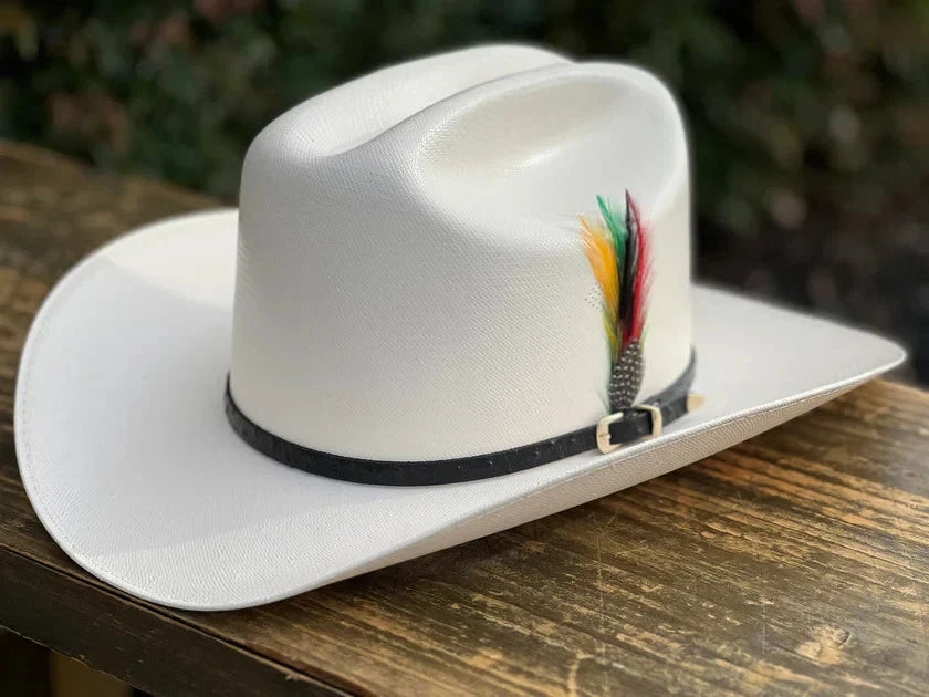 Sombrero White Diamonds 100X San Judas Tadeo Sinaloa Style Western Cowboy Straw Hat