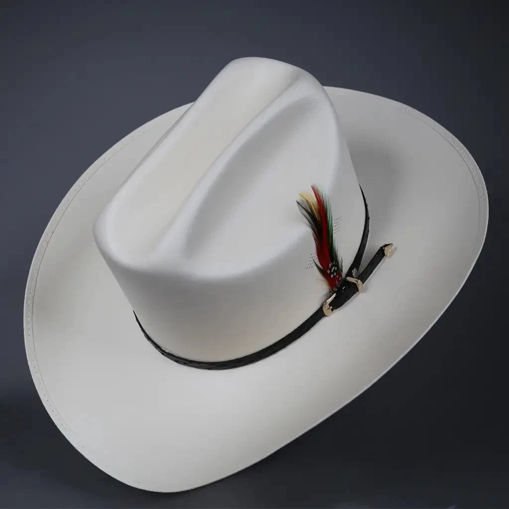 Sombrero White Diamonds 100X San Judas Tadeo Sinaloa Style Western Cowboy Straw Hat