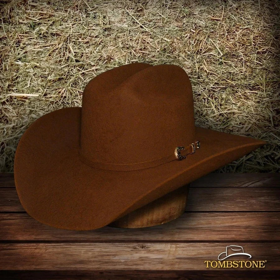 Tombstone 20X Roper Style Western Cowboy Fur Felt Hat - Walnut