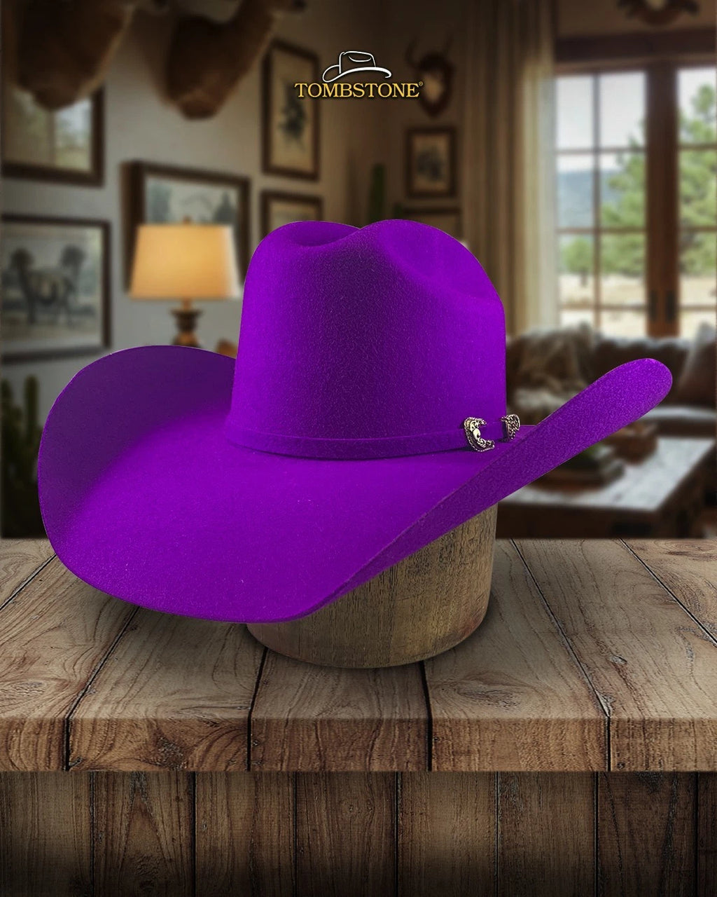 Tombstone 20X Roper Style Western Cowboy Fur Felt Hat - Purple