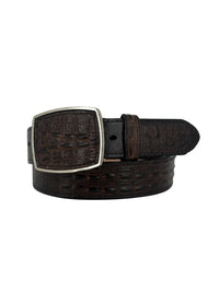 Caiman Alligator Crocodile Print Western Belt with Removable Buckle - Brown