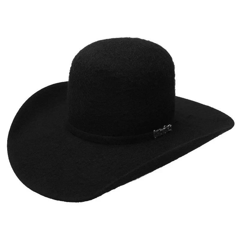 Texana Cuernos Chuecos 30X Open Crown Style Rabbit Fur Felt Cowboy Hat - Black