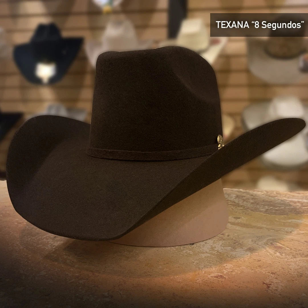 Tombstone 20X 8 Segundos Brick Crown Style Western Cowboy Fur Felt Hat - Brown