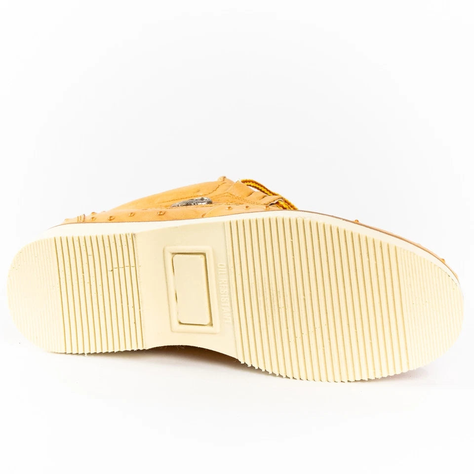 Men's Exotic Caiman and Ostrich Skin Print Casual Shoes - Buttercup