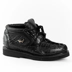 Men's Exotic Caiman and Ostrich Skin Print Casual Shoes - Black