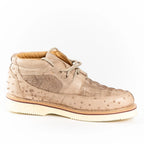 Men's Exotic Caiman and Ostrich Skin Print Casual Shoes - Oryx Sand