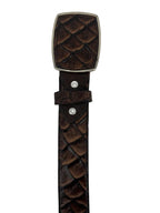 Pirarucu Monster Fish Print Western Belt with Removable Buckle - Brown
