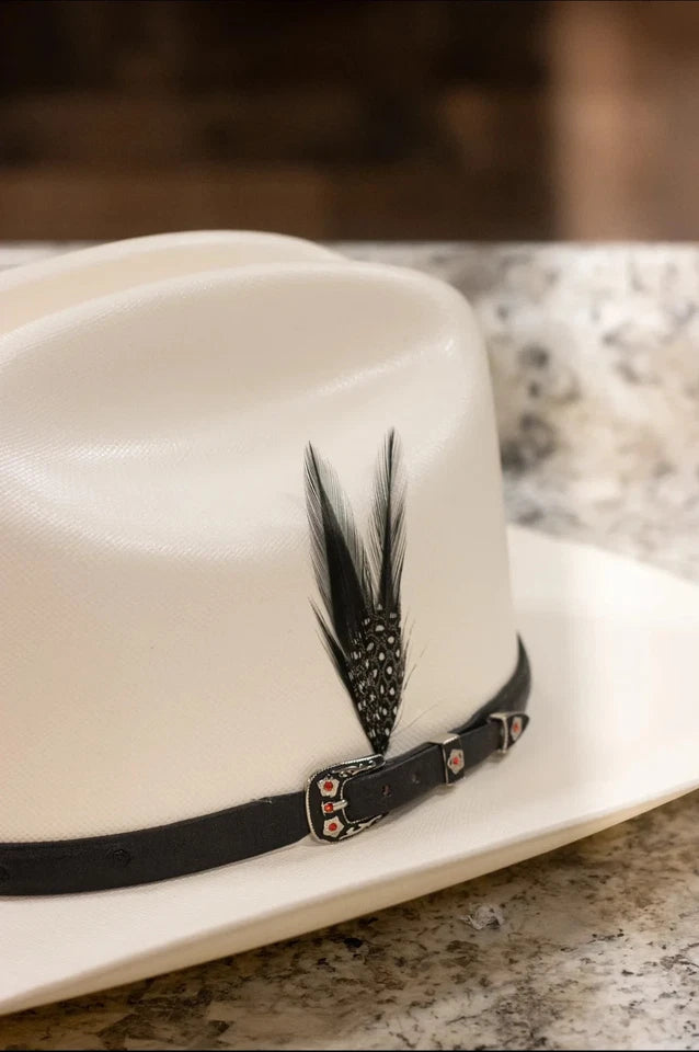 Men’s Cuernos Chuecos 10,000X Sinaloa Style Shantung Straw Ostrich Cowboy Hat - Brim 3"