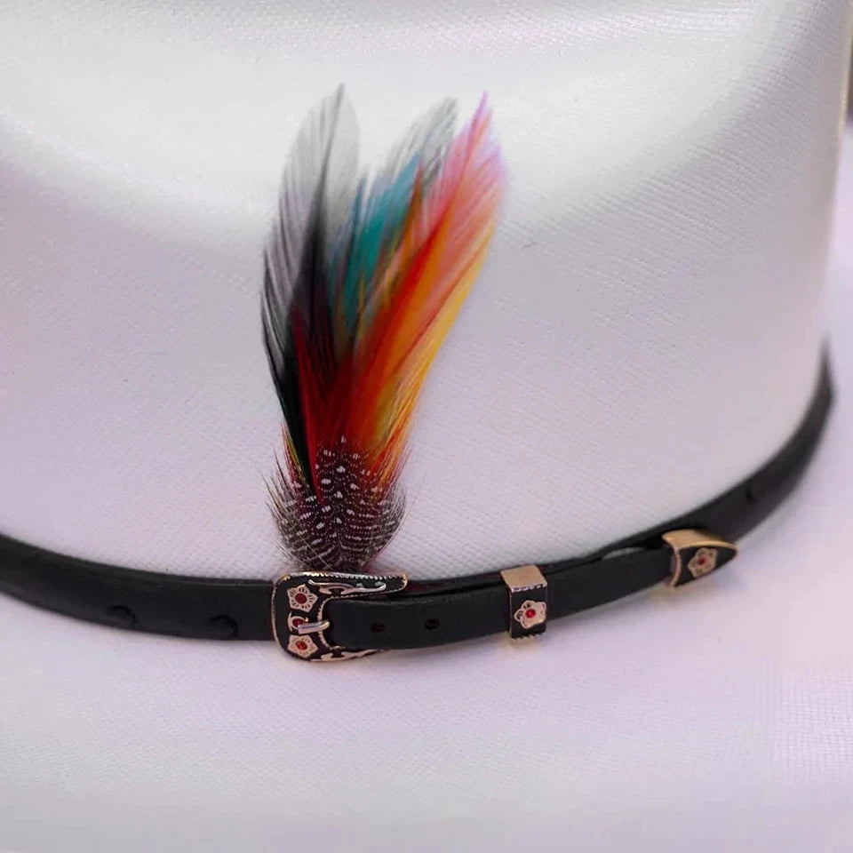 Men’s Cuernos Chuecos 10,000X Sinaloa Style Shantung Straw Ostrich Cowboy Hat - Brim 3"