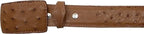 Genuine Exotic Full Quill Ostrich Skin Cowboy Belt with Removable Buckle - Cognac